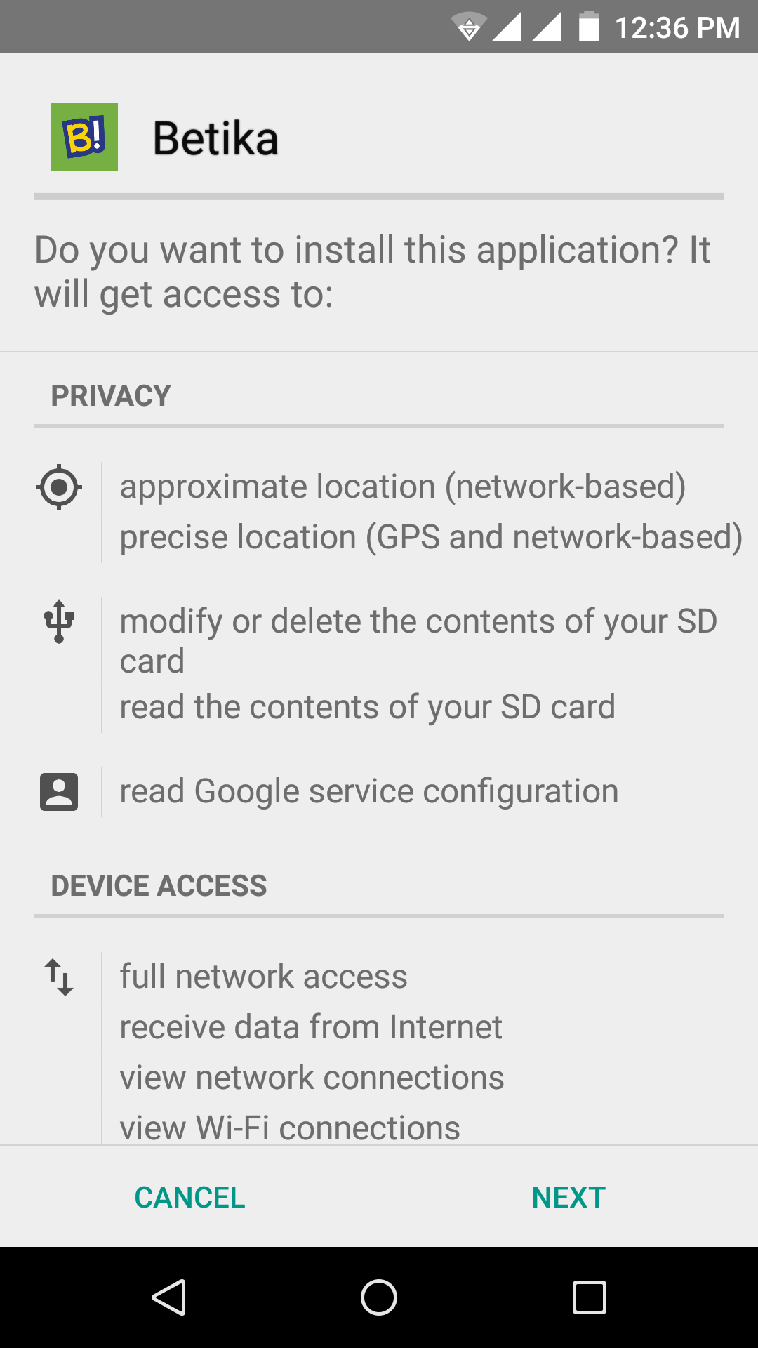 Screenshot of Betika