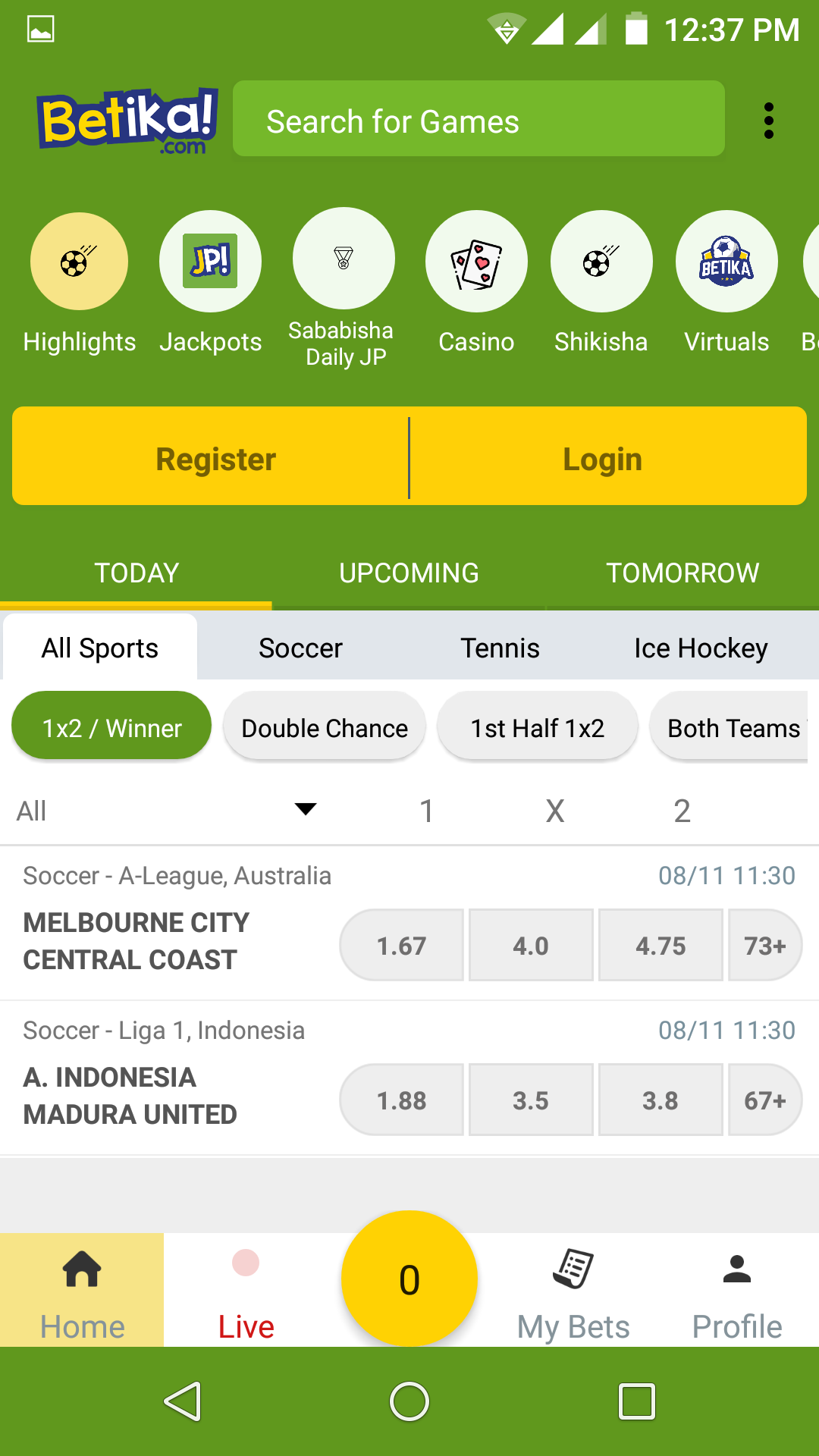 Screenshot of Betika For Android